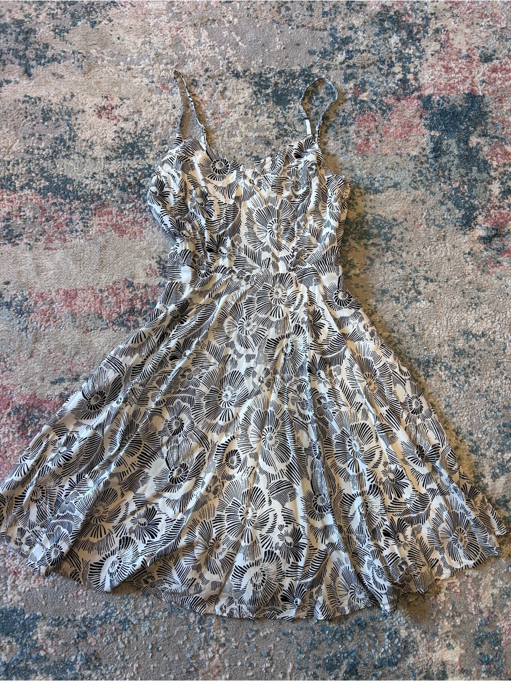 Old Navy Black and White Floral Spaghetti-Strap Mini Dress